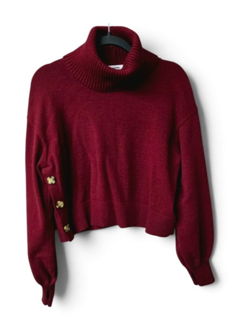 The Drop x lucyswhims Cropped Side Button Turtleneck M Burgundy Aritzia Style